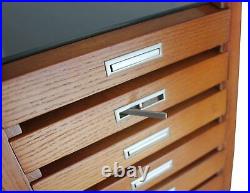 Knife Display Case Honey Oak Cabinet Wood Glass Coins Knives Watch Drawer Holder