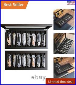 Knife Display Case Organizer storage 8 pocket knives, Folding Knife Holder wi