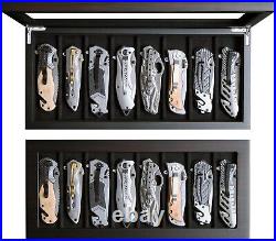 Knife Display Case Organizer storage 8 pocket knives, Folding Knife Holder wi