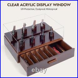 Knife Display Case, Pocket Collection Holder, Folding Wooden Showcase Organizer