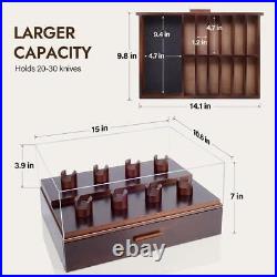 Knife Display Case, Pocket Collection Holder, Folding Wooden Showcase Organizer