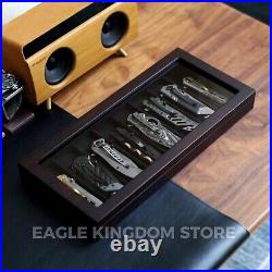 Knife Display Case Pocket Knives Organizer Storage Box with Glass Window Men Gift