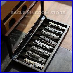 Knife Display Case Pocket Knives Organizer Storage Box with Glass Window Men Gift