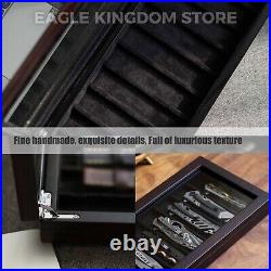 Knife Display Case Pocket Knives Organizer Storage Box with Glass Window Men Gift