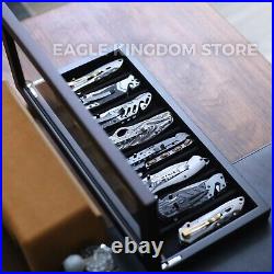 Knife Display Case Pocket Knives Organizer Storage Box with Glass Window Men Gift