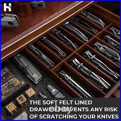 Knife Display Case Pocket Knives Storage Folding for 20-30 Knives Wooden Holder