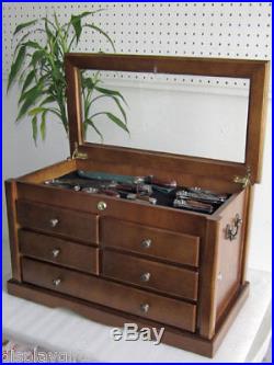 Knife Display Case Storage Cabinet, Shadow Box Top, Solid Wood, KC07-WALN