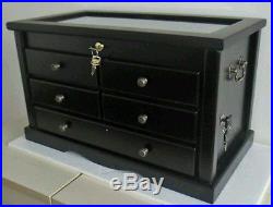 Knife Display Case Storage Cabinet, Solid Wood, Gallery Quality KC07-BLA