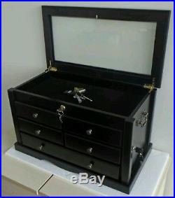 Knife Display Case Storage Cabinet, Solid Wood, Gallery Quality KC07-BLA