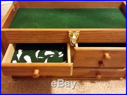 Knife Display Case Storage Cabinet with Shadow Box Top, Hardwood