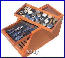 Knife Display Case Storage Cabinet with Shadow Box Top, Tool Box, K001C-WALN