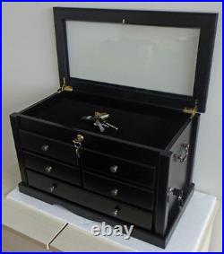 Knife Display Case Storage Cabinet with Shadow Box Top, Tool Box, KC07-BLA