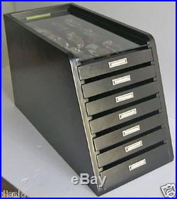Knife Display Case Storage Cabinet with drawers, Black finish, KC01-BLA