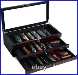 Knife Display Case Three-Tier Pocket Knife Case Box Storage 22-26 Pocket Knives