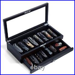 Knife Display Case -Tier Pocket Knife Case Box Storage for 15-17 Pocket Knive