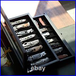 Knife Display Case -Tier Pocket Knife Case Box Storage for 15-17 Pocket Knive