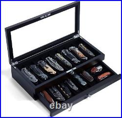 Knife Display Case Two-Tier Pocket Knife Case Box Storage for 15-17 Pocket Kn