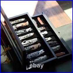 Knife Display Case Two-Tier Pocket Knife Case Box Storage for 15-17 Pocket Kn