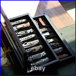 Knife Display Case Two-Tier Pocket Knife Case Box Storage for 15-17 Pocket Kn