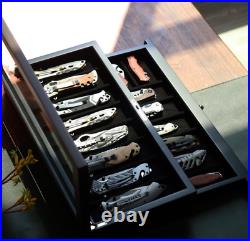 Knife Display Case Two-Tier Pocket Knife Case Box Storage for 15-17 Pocket Knife