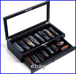 Knife Display Case Two-Tier Pocket Knife Case Box Storage for 15-17 Pocket Knive