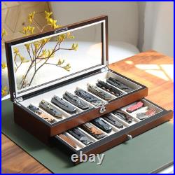 Knife Display Case Two-Tier Pocket Knife Case Box Storage for 15-17 Pocket Knive Knife Display Case Two-Tier Pocket Knife Case Box Storage for 15-17 Pocket Knive