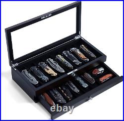 Knife Display Case Two-Tier Pocket Organizer Box Storage for 15-17 Pocket Knives