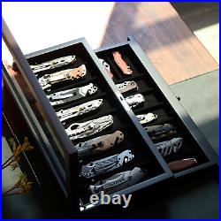 Knife Display Case Two-Tier Pocket Organizer Box Storage for 15-17 Pocket Knives