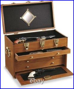 Knife Display Case Walnut 4 Drawer Pistol Gun Wood Cabinet Coin Watch Holder Box