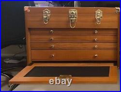 Knife Display Case Walnut 4 Drawer Pistol Gun Wood Cabinet Coin Watch Holder Box