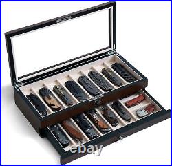 Knife Display CaseTwo-Tier Pocket Knife Case Box Storage for 15-17 Pocket Knives