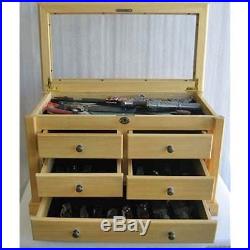 Knife Display Hunting Knives Storage Cabinet Case With Showcase Top, Solid Wood