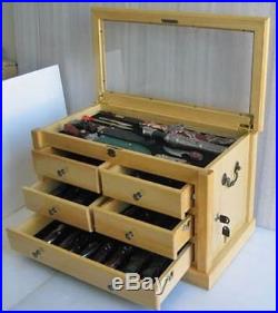 Knife Display Storage Cabinet Case with Showcase top, Solid Wood, Locks