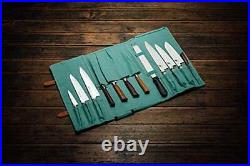 Knife Roll 12 Slot Chef Knife Case Knives Carrying Storage & Pastel Green