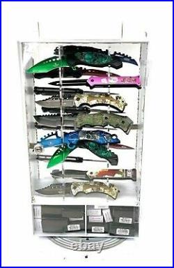 Knives, Floor Turntable Turning Rotating Knife LED Display Stand, 32 Set