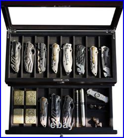 LUXURY Walnut Wood Knife Display Case Vintage Cabinet Wrist Watch Storage Box US LUXURY Walnut Wood Knife Display Case Vintage Cabinet Wrist Watch Storage Box US