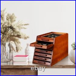LUXURY Wood Knife Display Case Vintage Style Showcase Cabinet Wrist Watch Box