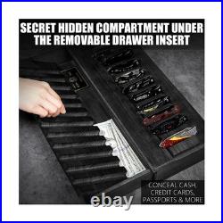 Large Black Pocket Knife Display Case Wooden Pocket Knife Case Bo. Fas