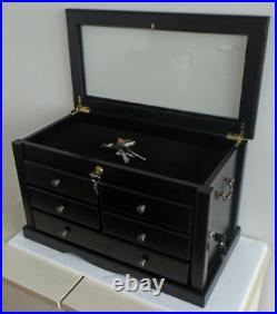 Large Knife Display Case Storage Cabinet withShadow Box on the top, Solid woodKC7