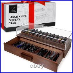 Large Pocket Knife Display Case for for 24 Knives Wooden Knife Collection Case Large Pocket Knife Display Case for for 24 Knives Wooden Knife Collection Case