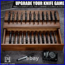 Large Pocket Knife Display Case for for 24 Knives Wooden Knife Collection Case Large Pocket Knife Display Case for for 24 Knives Wooden Knife Collection Case