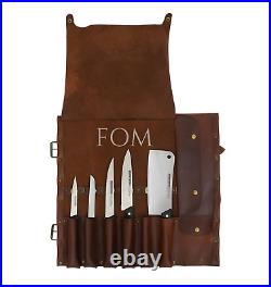 Leather Chef Knife Roll Portable Tool Holder Knife Storage Case Knife Roll Bag