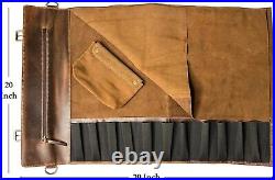 Leather Chef Knife Roll Storage Bag Adjustable Strap Trip/Camping Tool Case Gift