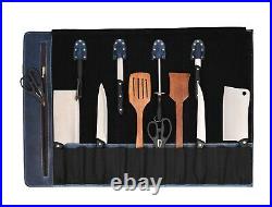 Leather Chef Knife Roll Storage Bag Chef Knife Case Expandable 10 Pockets
