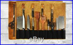 Leather Knife Case Chefs Roll knives Storage roll bag chefs roll custom made