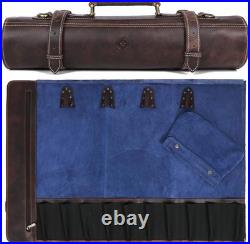 Leather Knife Roll Bag 10 Pockets Travel Case for Chefs Leather Knife Roll Bag 10 Pockets Travel Case for Chefs