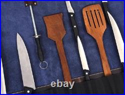 Leather Knife Roll Bag 10 Pockets Travel Case for Chefs Leather Knife Roll Bag 10 Pockets Travel Case for Chefs