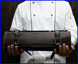 Leather Knife Roll Gift For Chef Personalized Knife Storage Roll Case for knives