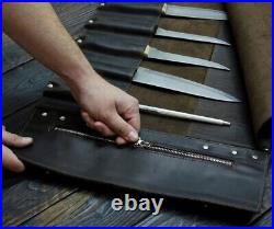 Leather Knife Roll Gift For Chef Personalized Knife Storage Roll Case for knives