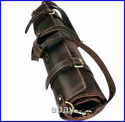 Leather Knife Roll Handmade Storage Bag Elastic and Expandable 10 Pockets